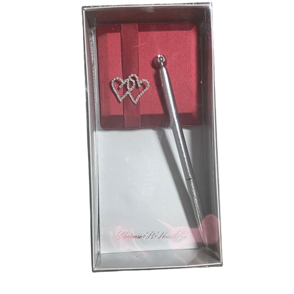 Hortense B. Hewitt "With All My Heart" Pen Set Red‎ Heart Rhinestone Wedding